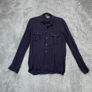 James Perse Shirt Womens 1 Purple Utility Pockets Back Yoke Button Up Light